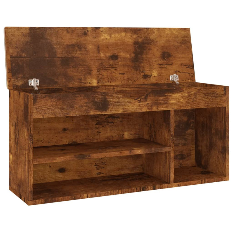 vidaXL füstölt tölgy színű cipőtároló pad párnával 104 x 30 x 49 cm