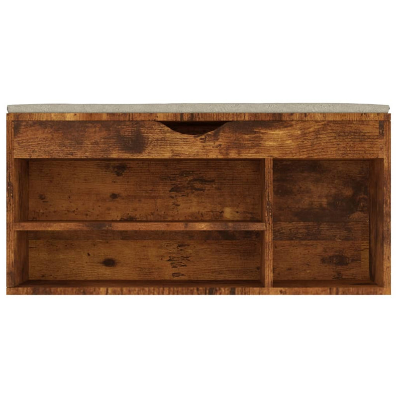 vidaXL füstölt tölgy színű cipőtároló pad párnával 104 x 30 x 49 cm