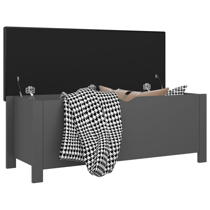 vidaXL szürke szerelt fa tárolódoboz párnával 105 x 40 x 45 cm