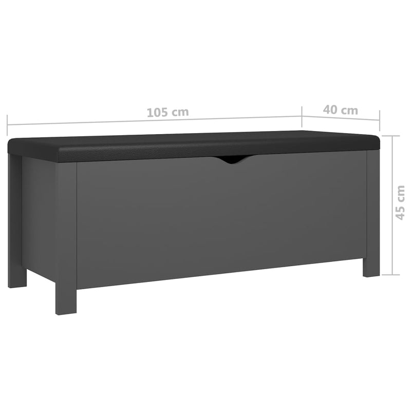 vidaXL szürke szerelt fa tárolódoboz párnával 105 x 40 x 45 cm
