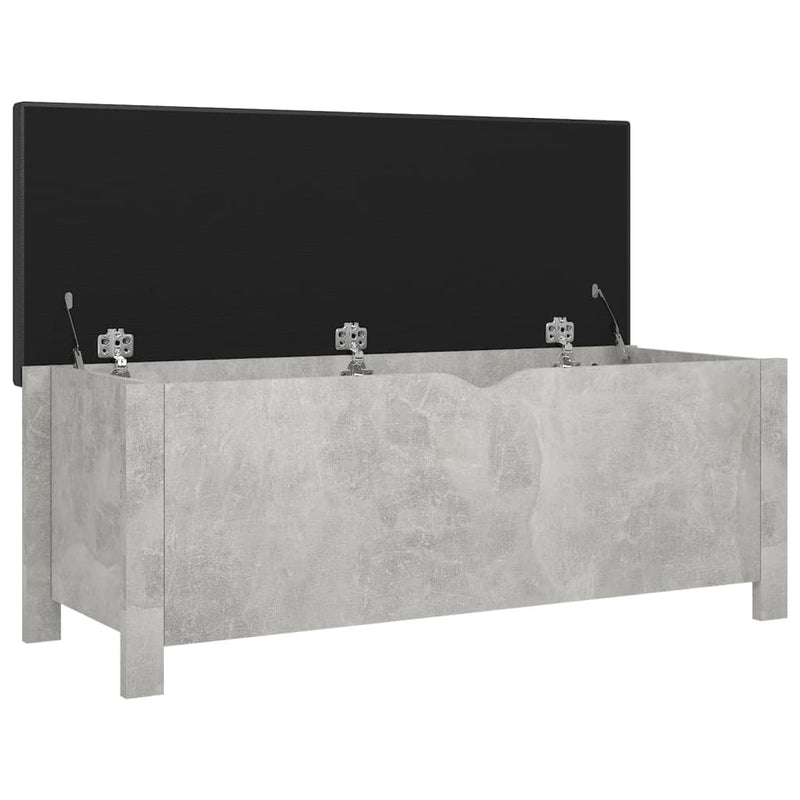 vidaXL betonszürke szerelt fa tárolódoboz párnával 105 x 40 x 45 cm