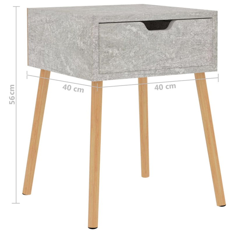 vidaXL 2 db betonszürke szerelt fa éjjeliszekrény 40 x 40 x 56 cm