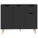 vidaXL magasfényű fekete szerelt fa tálalószekrény 90 x 30 x 72 cm