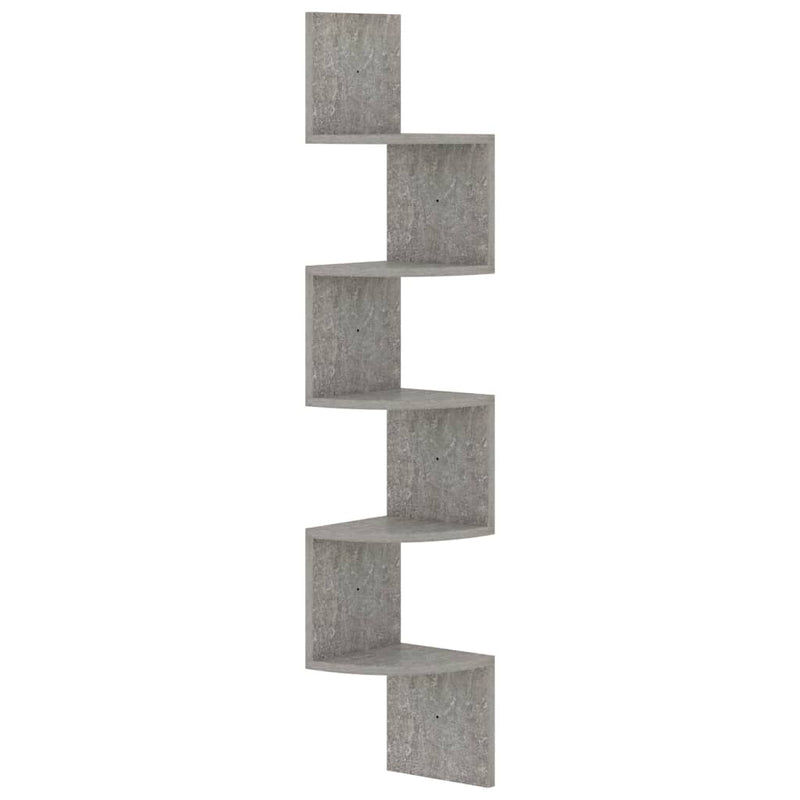 vidaXL betonszürke szerelt fa fali sarokpolc 19 x 19 x 123 cm