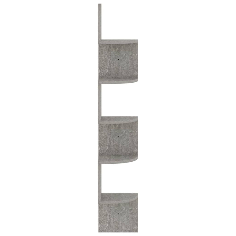 vidaXL betonszürke szerelt fa fali sarokpolc 19 x 19 x 123 cm