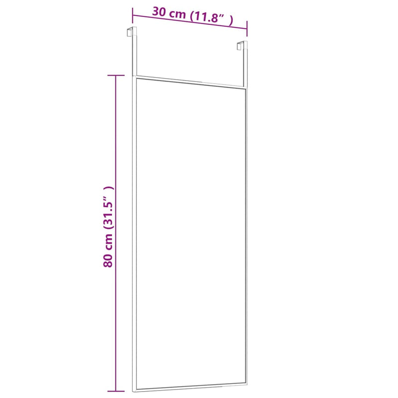 vidaXL arany üveg és alumínium ajtótükör 30 x 80 cm