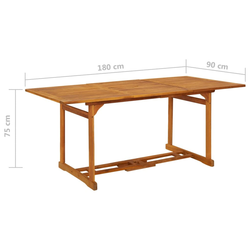 vidaXL tömör akácfa kerti étkezőasztal 180 x 90 x 75 cm