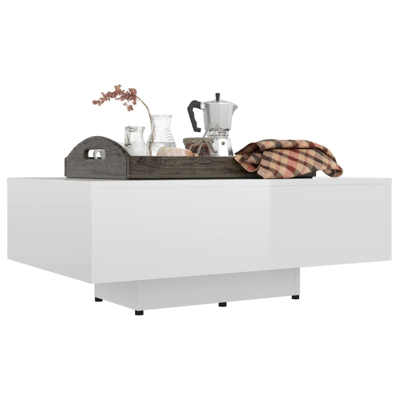 vidaXL magasfényű fehér szerelt fa dohányzóasztal 85 x 55 x 31 cm