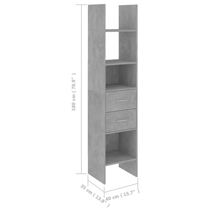 vidaXL betonszürke szerelt fa könyvszekrény 40 x 35 x 180 cm