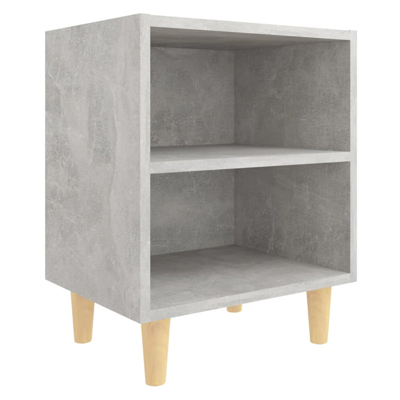 vidaXL betonszürke éjjeliszekrény tömör fa lábakkal 40 x 30 x 50 cm