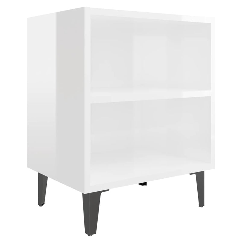 vidaXL magasfényű fehér éjjeliszekrény fém lábakkal 40 x 30 x 50 cm