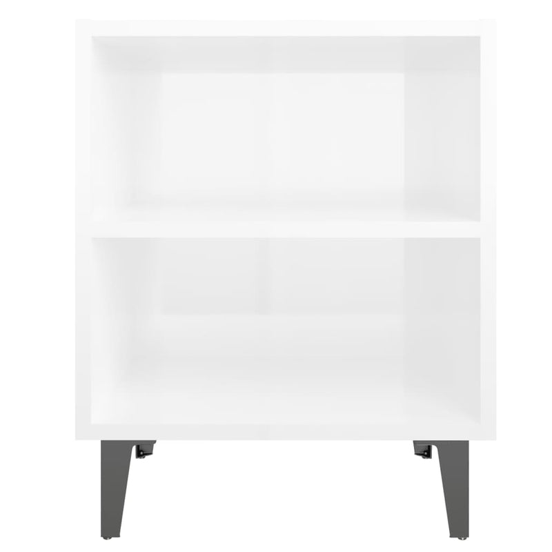 vidaXL magasfényű fehér éjjeliszekrény fém lábakkal 40 x 30 x 50 cm
