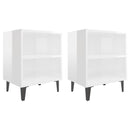 vidaXL 2 db magasfényű fehér éjjeliszekrény fém lábakkal 40x30x50 cm