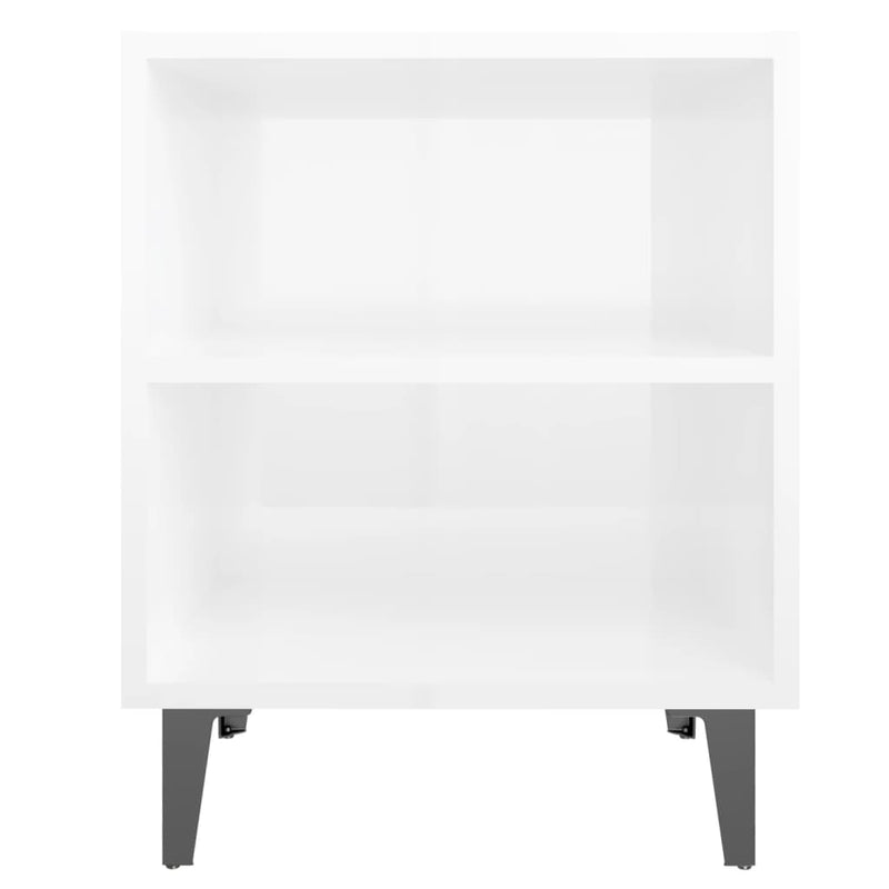 vidaXL 2 db magasfényű fehér éjjeliszekrény fém lábakkal 40x30x50 cm