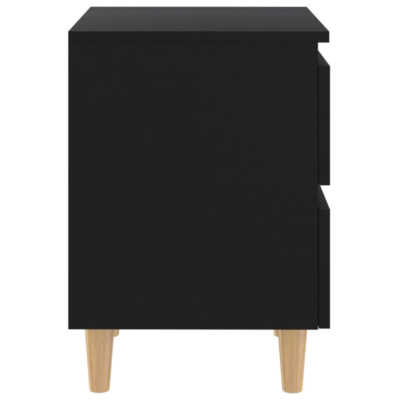 vidaXL fekete éjjeliszekrény tömör fenyőfa lábakkal 40 x 35 x 50 cm