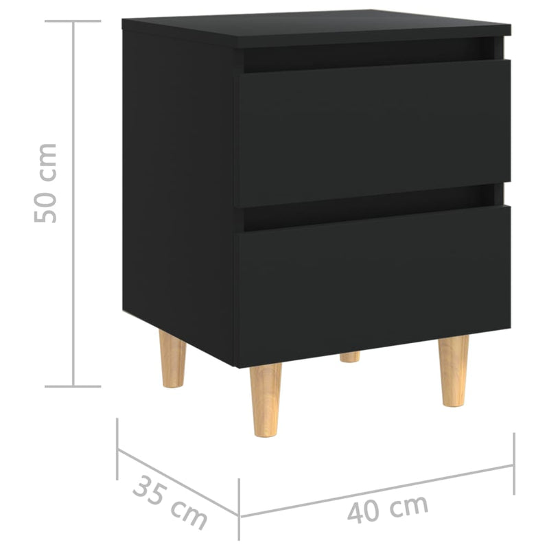 vidaXL fekete éjjeliszekrény tömör fenyőfa lábakkal 40 x 35 x 50 cm