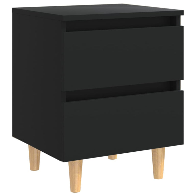 vidaXL 2 db fekete éjjeliszekrény tömör fenyőfa lábakkal 40x35x50 cm