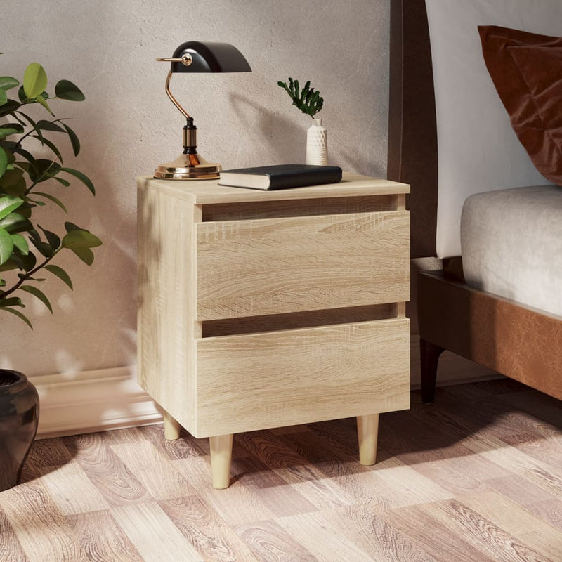 vidaXL 2 db tölgyszínű éjjeliszekrény tömör fenyő lábakkal 40x35x50 cm