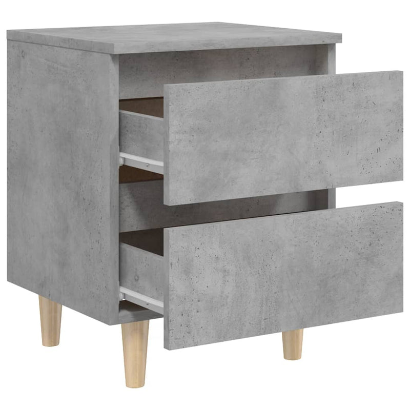 vidaXL 2 db betonszürke éjjeliszekrény tömör fenyő lábakkal 40x35x50cm