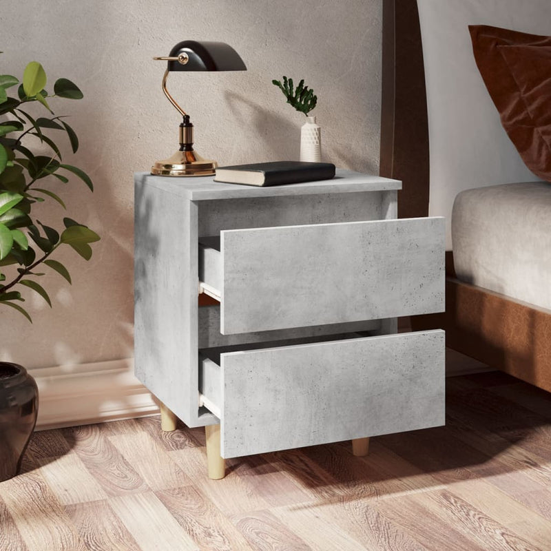 vidaXL 2 db betonszürke éjjeliszekrény tömör fenyő lábakkal 40x35x50cm