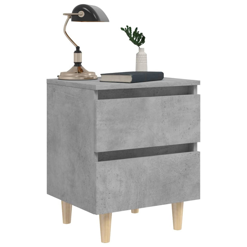 vidaXL 2 db betonszürke éjjeliszekrény tömör fenyő lábakkal 40x35x50cm