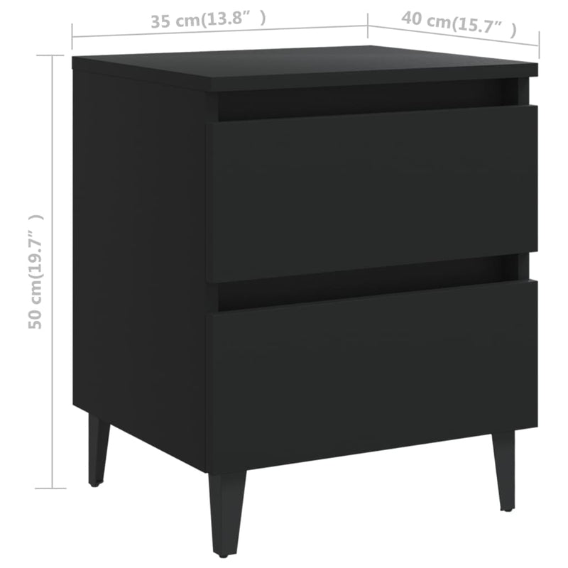 vidaXL 2 db fekete szerelt fa éjjeliszekrény 40 x 35 x 50 cm