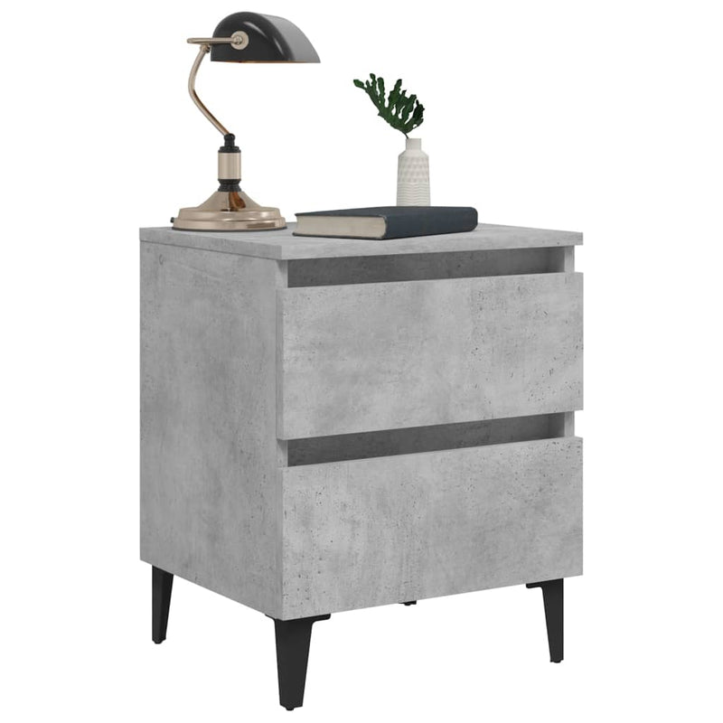 vidaXL 2 db betonszürke szerelt fa éjjeliszekrény 40 x 35 x 50 cm