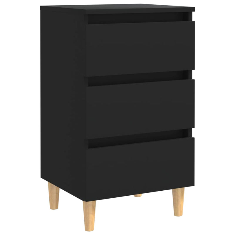 vidaXL 2 db fekete éjjeliszekrény tömör fa lábakkal 40 x 35 x 69 cm