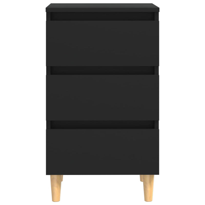 vidaXL 2 db fekete éjjeliszekrény tömör fa lábakkal 40 x 35 x 69 cm