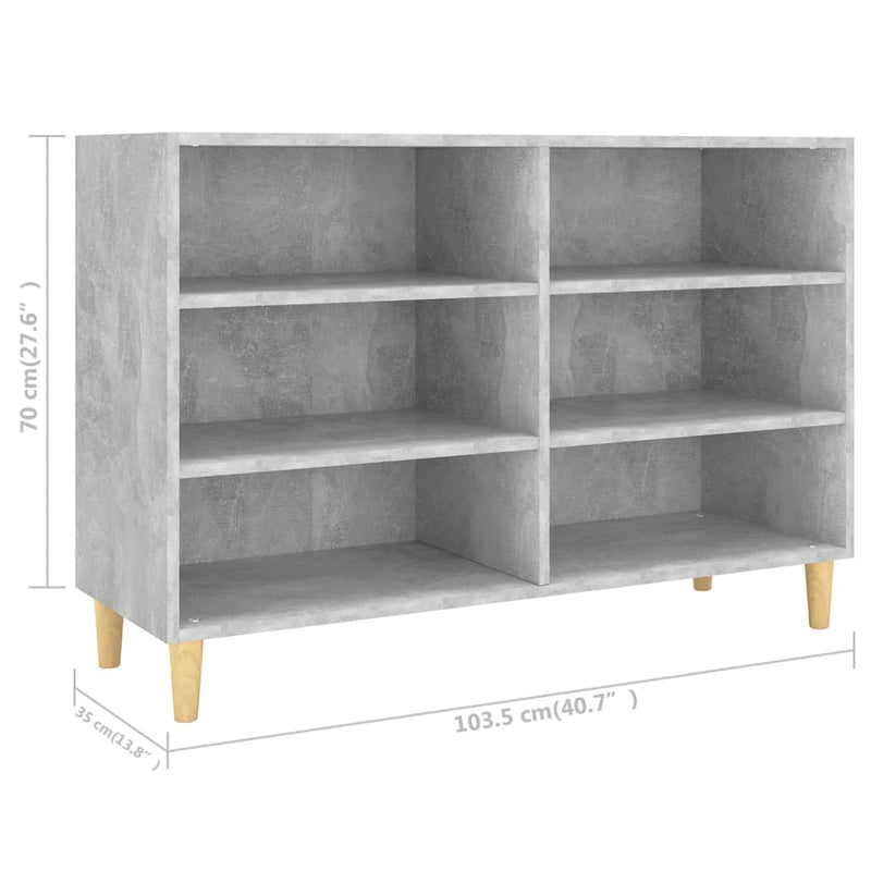 vidaXL betonszürke szerelt fa tálalószekrény 103,5 x 35 x 70 cm