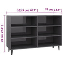 vidaXL magasfényű szürke szerelt fa tálalószekrény 103,5 x 35 x 70 cm