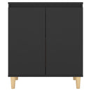 vidaXL fekete szerelt fa tálalószekrény tömör falábakkal 60x35x70 cm