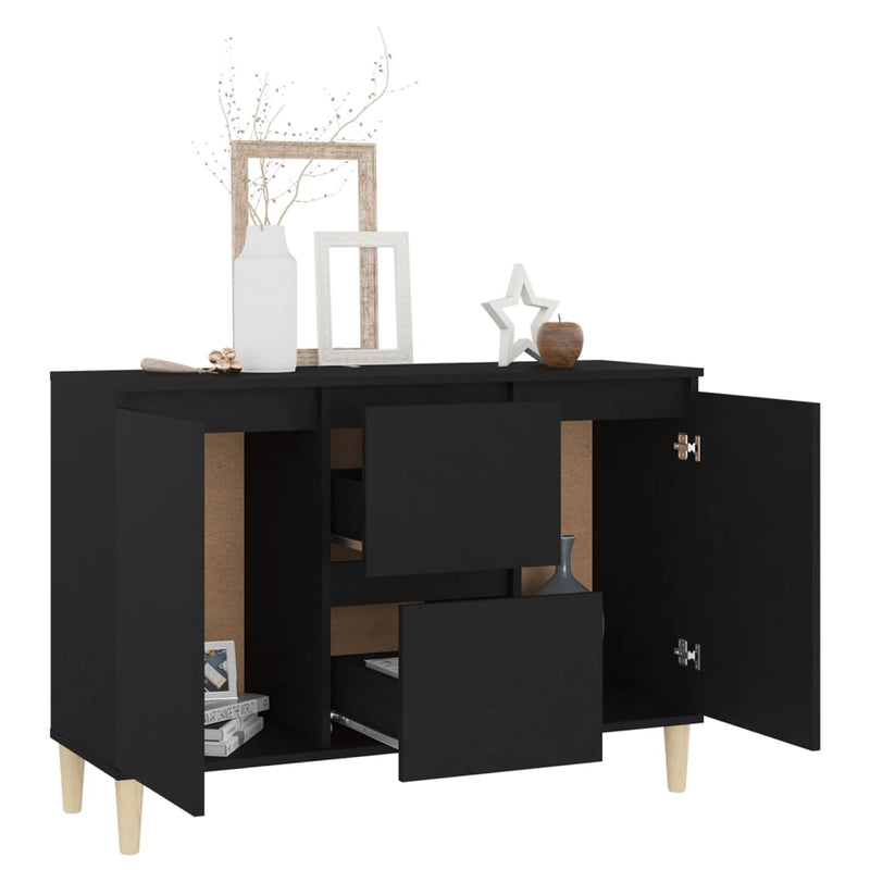 vidaXL fekete szerelt fa tálalószekrény 101 x 35 x 70 cm