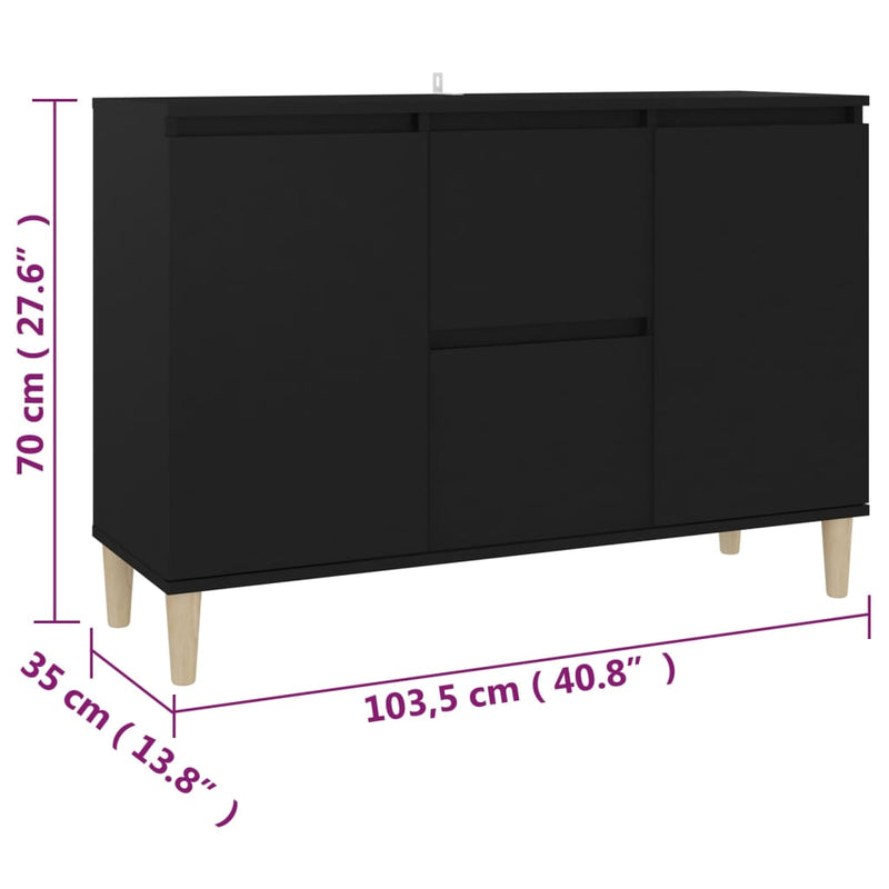 vidaXL fekete szerelt fa tálalószekrény 101 x 35 x 70 cm