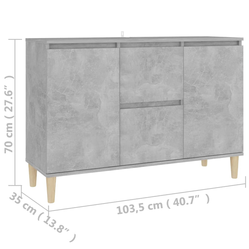 vidaXL betonszürke szerelt fa tálalószekrény 101 x 35 x 70 cm