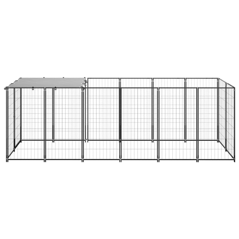 vidaXL fekete acél kutyakennel 330 x 110 x 110 cm