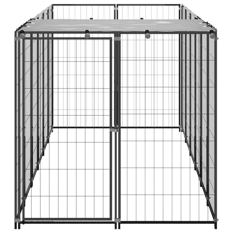 vidaXL fekete acél kutyakennel 330 x 110 x 110 cm