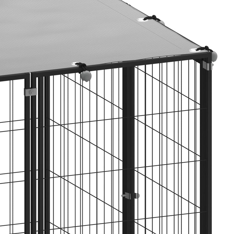 vidaXL fekete acél kutyakennel 330 x 110 x 110 cm