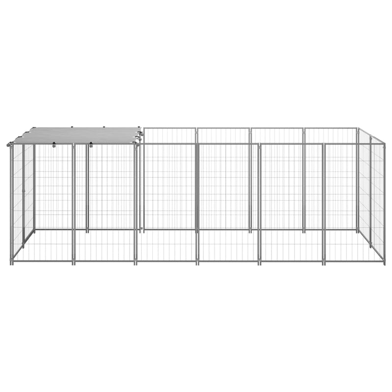 vidaXL ezüstszínű acél kutyakennel 330 x 110 x 110 cm