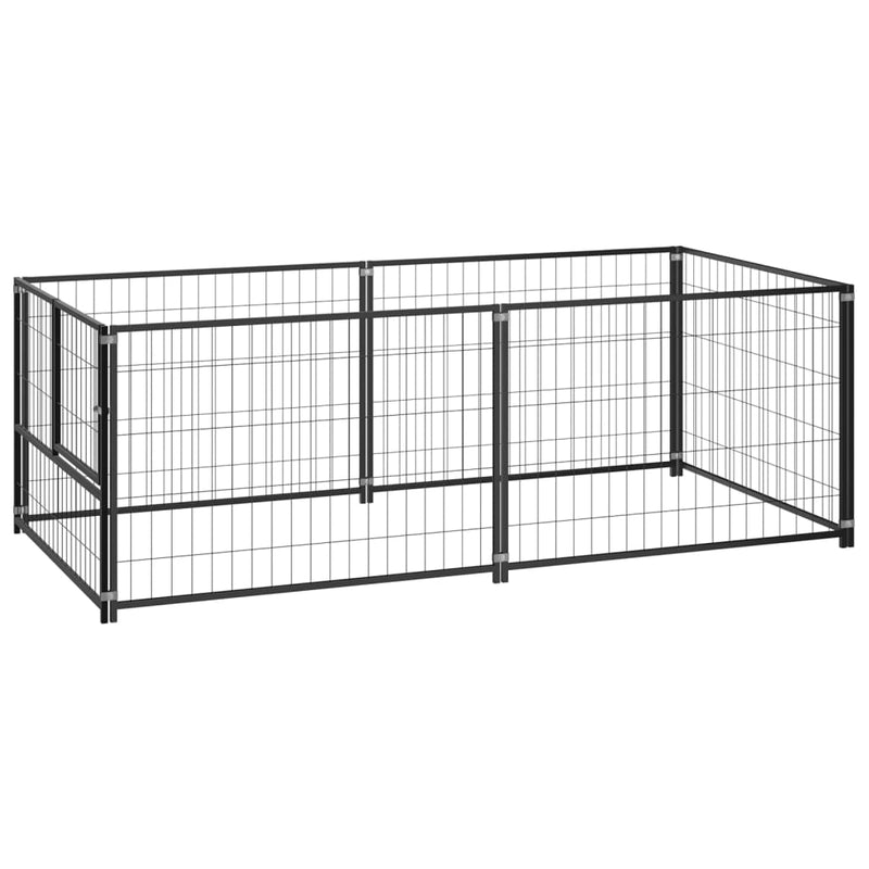 vidaXL fekete acél kutyakennel 200 x 100 x 70 cm