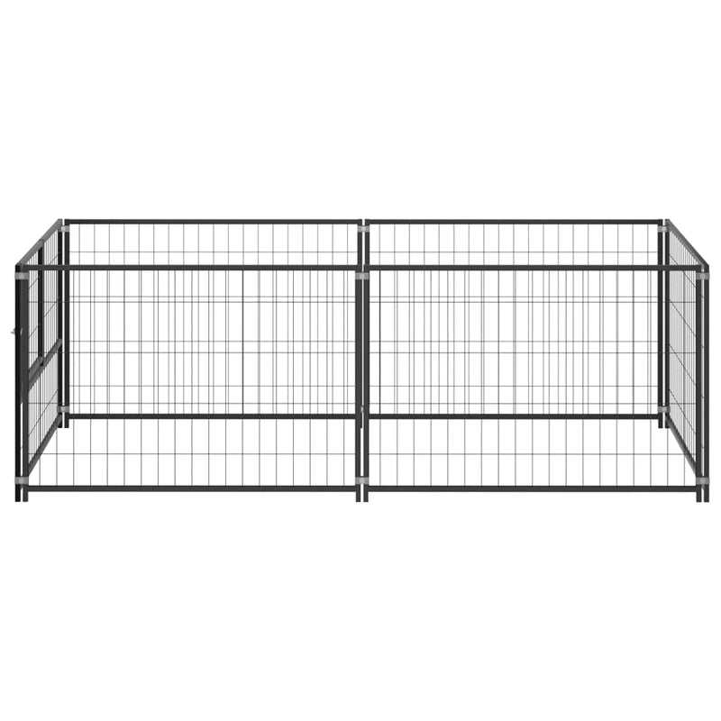 vidaXL fekete acél kutyakennel 200 x 100 x 70 cm