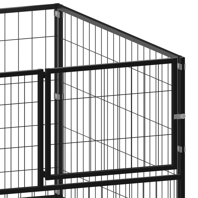 vidaXL fekete acél kutyakennel 200 x 100 x 70 cm