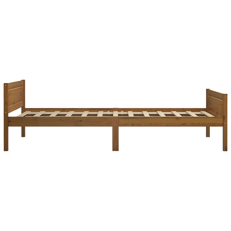 vidaXL mézbarna tömör fenyőfa ágykeret 90 x 200 cm