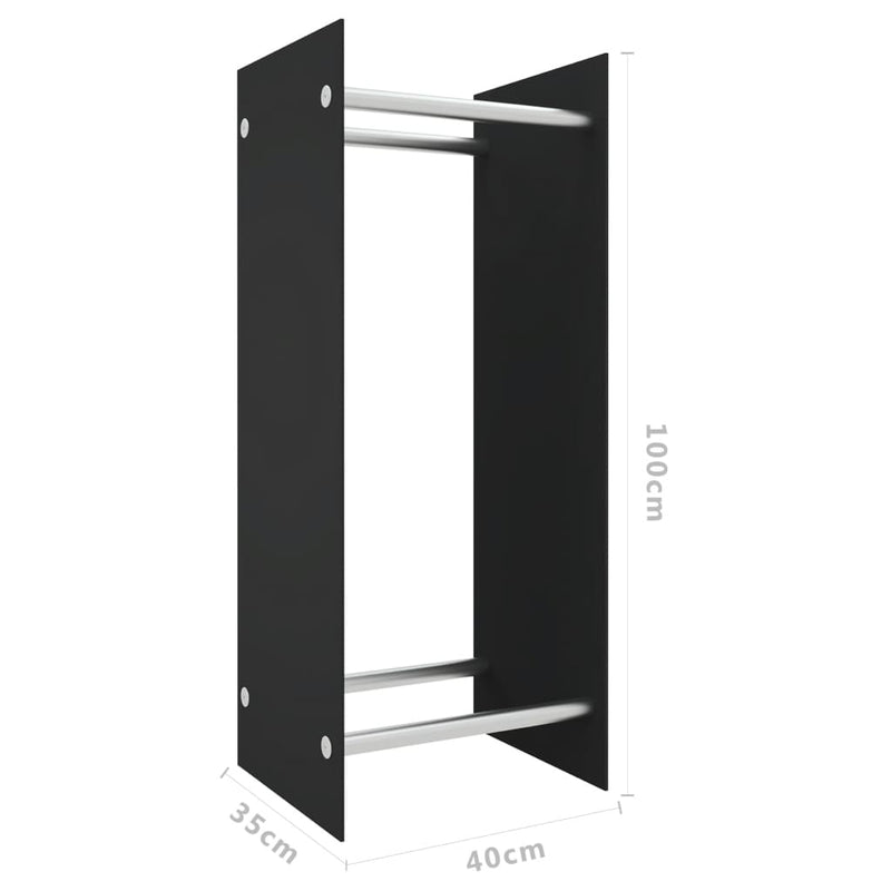 vidaXL fekete edzett üveg tűzifatároló 40 x 35 x 100 cm