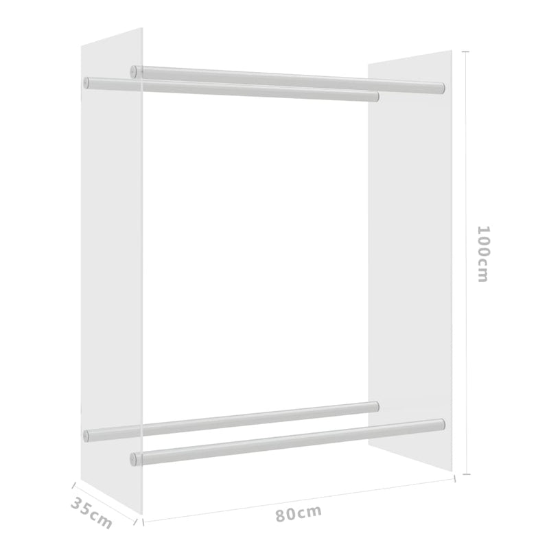 vidaXL átlátszó edzett üveg tűzifatároló 80 x 35 x 100 cm