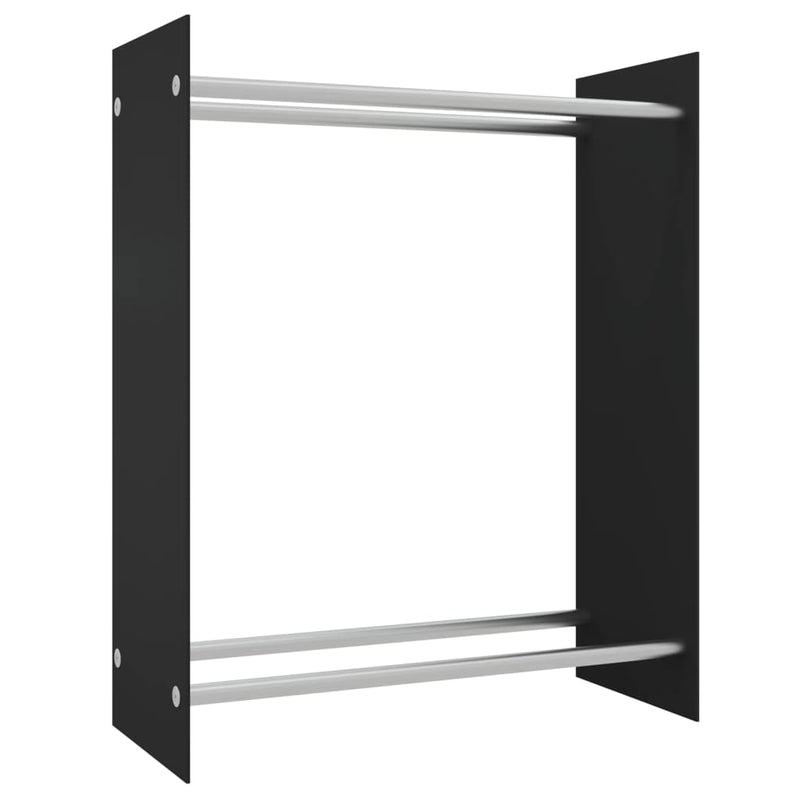 vidaXL fekete edzett üveg tűzifatároló 80 x 35 x 100 cm
