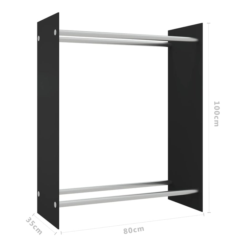 vidaXL fekete edzett üveg tűzifatároló 80 x 35 x 100 cm