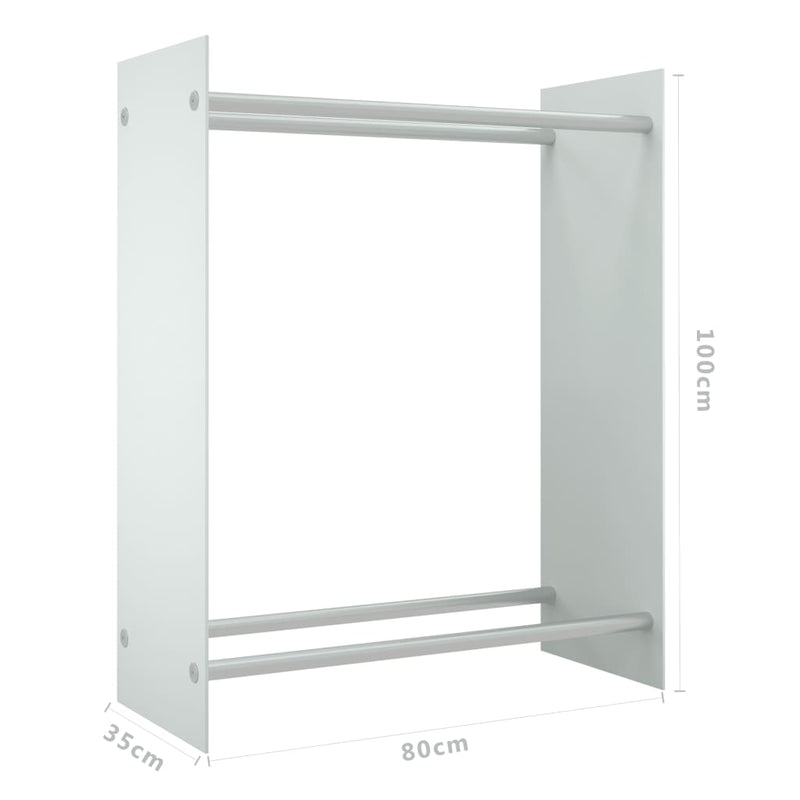 vidaXL fehér edzett üveg tűzifatároló 80 x 35 x 100 cm