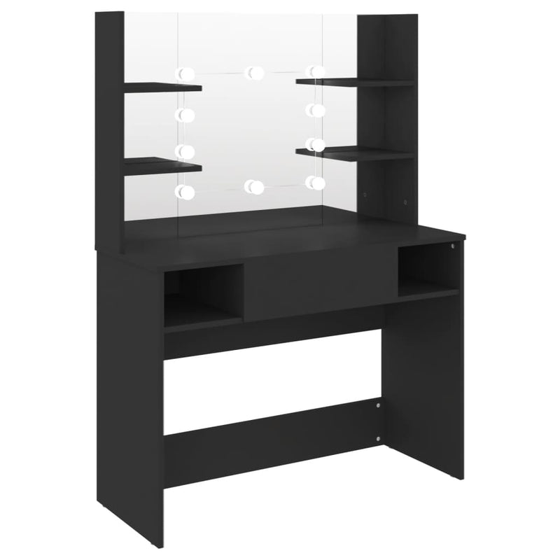 vidaXL fekete LED-es MDF sminkasztal 100 x 40 x 135 cm