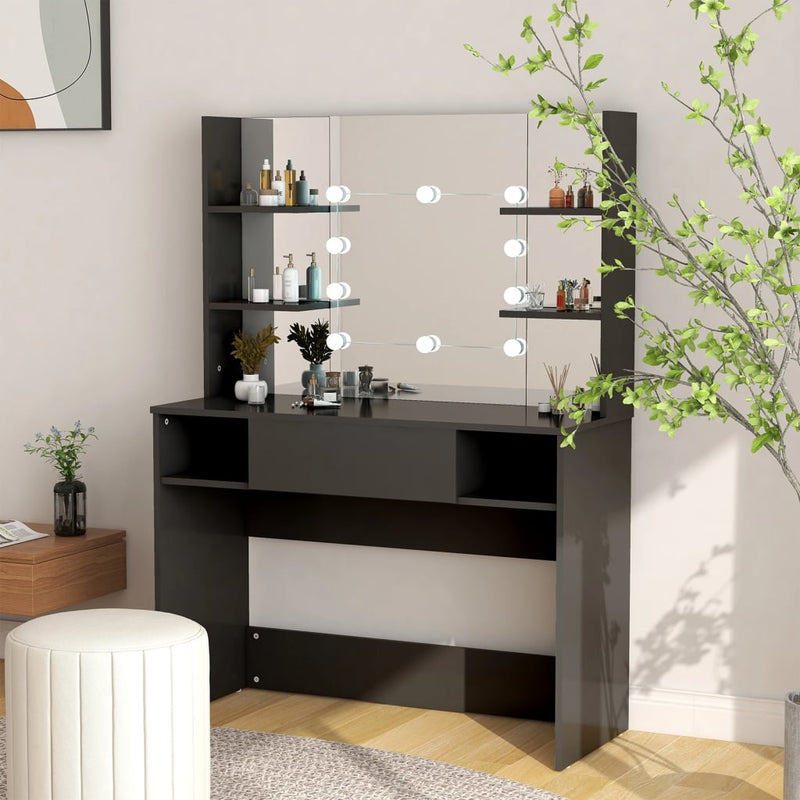 vidaXL fekete LED-es MDF sminkasztal 100 x 40 x 135 cm